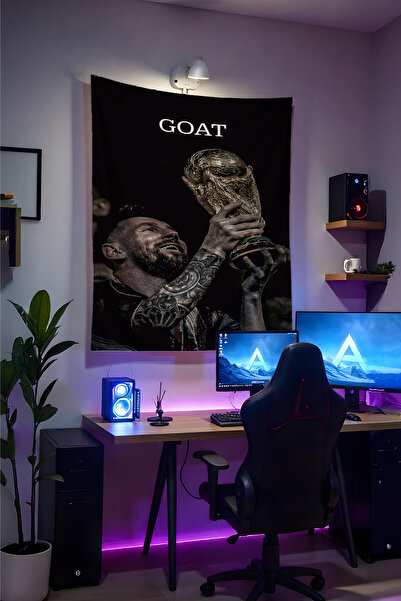 Halura Lionel Messi Duvar Örtüsü– Kaliteli Kumaş, Gamer Oda Dekoru Tapestry D...