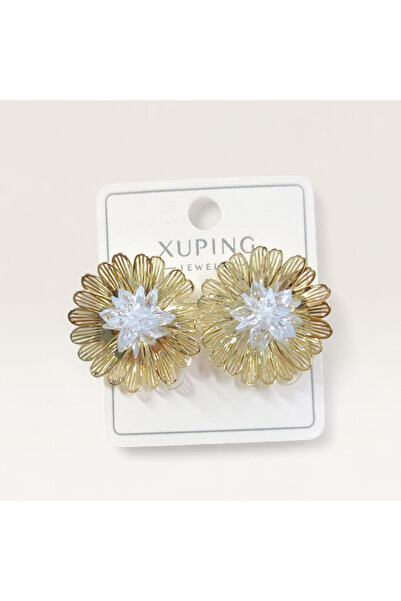 Güler Yüzlü Silver Xuping 25 mm Lotus Nut Earrings Gold