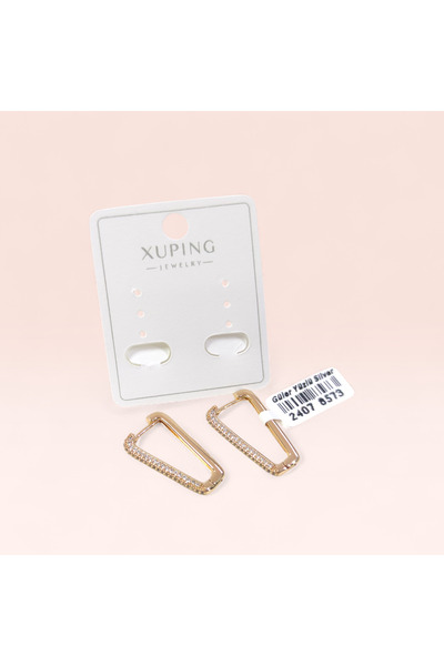 Güler Yüzlü Silver Xuping 20X8 mm Stone-Set Oval Hoop Earrings Rose