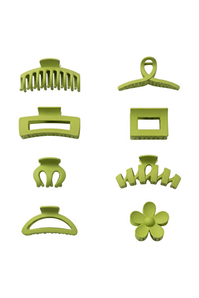 Bidani Dragon Fruit Green Matte Hair Claw Set (8-Piece)