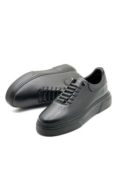 Derify Genuine Leather Black Men's Casual Shoes – Orthopedic , Ultra Comfortable, Smart Lacing, Daily Wear Sneakers