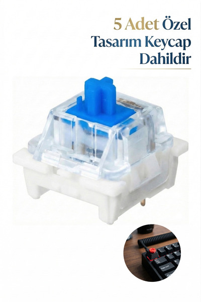 Moliocraft Mavi Mekanik Klavye Switch - Blue Switch Klik Sesli 3D Klik Sesli ...