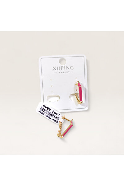 Güler Yüzlü Silver Xuping 10 mm Pink Mineral Oval Hoop Earrings Rose