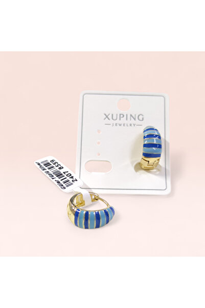 Güler Yüzlü Silver Xuping 12 mm Blue Mineli Bubble Hoop Earrings Gold