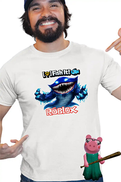 OEM Tricou Barbati Roblox Fish it Huggy Wuggy Sea Monster Pescar