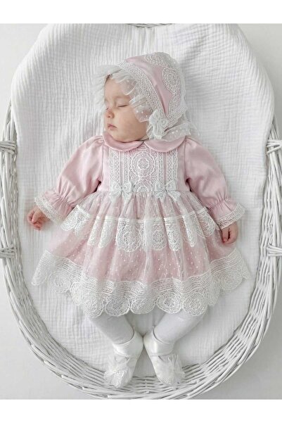 Panfilia Kız Bebek Güpürlü / Dantelli 4'lü Mevlüt Düğün Elbise Seti