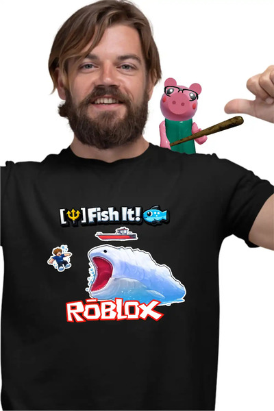 OEM Tricou Barbati Fish it Roblox Pescar Marin Monster