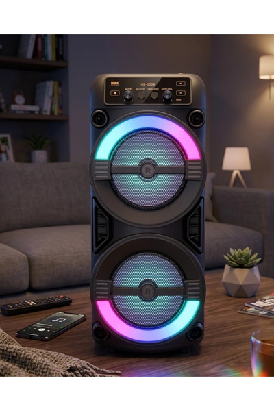 Nemere Rgb Işıklı Taşınabilir Bluetooth Hoparlör Güçlü Stereo Ses Tech