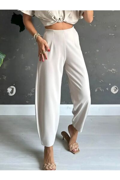 Butic بنطلون كريب عالي الخصر