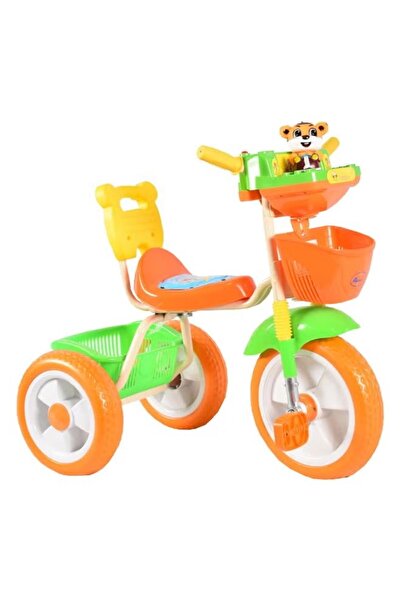 REXA R دراجة ثلاثية العجلات للأطفال بتصميم نمر مع سلة - باللونين الأخضر والبر...