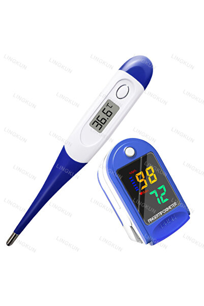 Choice6 Blue 3 Pulse Oximeter Finger Clip Pulse Thermometer Electronic Soft H...