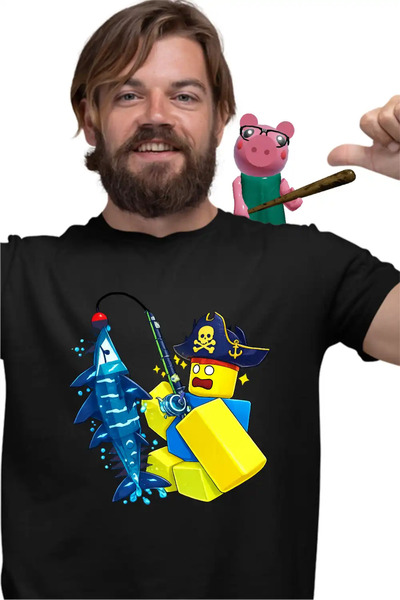 OEM Tricou Barbati Noob Pescar Roblox Fish it Sea Monster