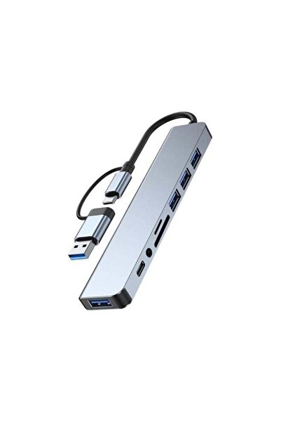 Generic 8-in-1 USB Hub Dual Connector USB A & Type-C Multiport SD TF Card Rea...