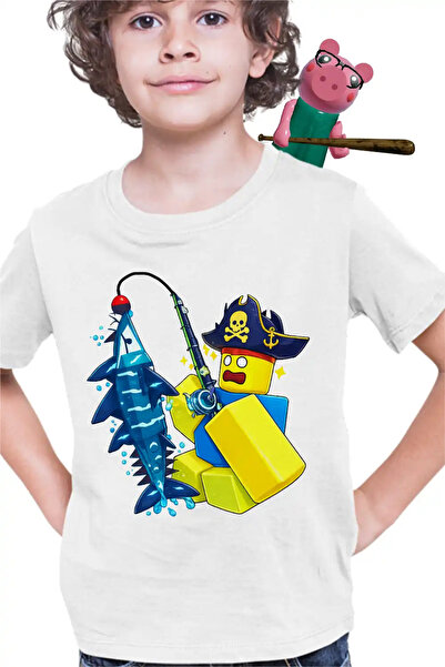 OEM Tricou Copii Baieti Noob Pescar Roblox Fish it Sea Monster
