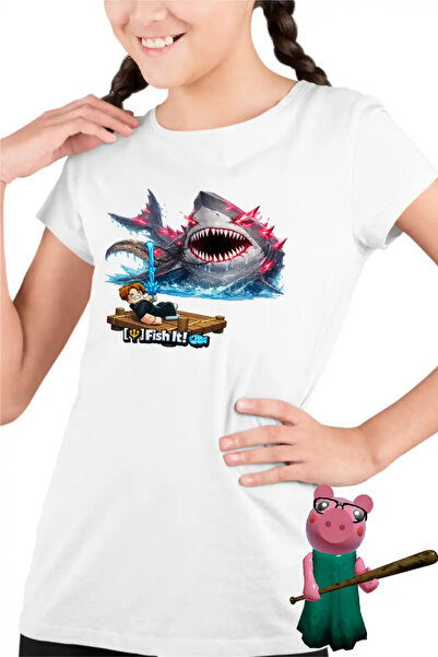 OEM Tricou Copii Fete Pescar Roblox Rechin Sea Monster Pescar