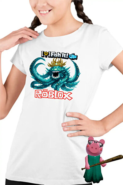 OEM Tricou Copii Fete Roblox Fish it Laviathan Sea Monster Pescar