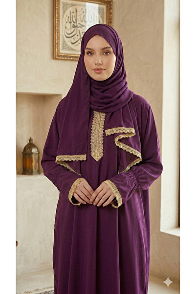 Maison Emarat Prayer Dress/ Namazi with Lace Trim Detailing & Attached Sheila