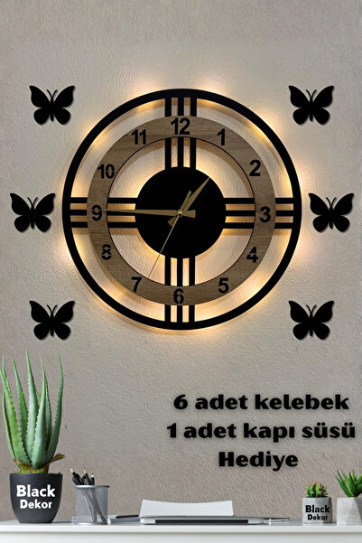 Blackdekor Modern Tek Çizgili Beyaz LED Duvar Saati 40 Cm Dekoratif Büyük Boy...