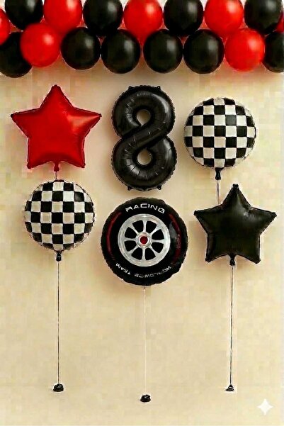 ÇITIPITISTORE مجموعة بالونات لحفلات أعياد الميلاد بتصميم سيارات السباق