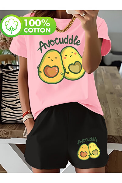 LAVİTTA Avocado shorts t-shirt - shorts bottom top tracksuit set Printed Over...