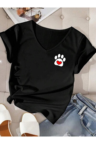 SUNFREE KALP PAW με τύπωμα Μπλουζάκι με λαιμόκοψη V και κοντό μανίκι, κανονικ...