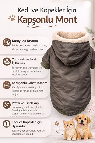 Kapüşonlu Mont – Kedi ve Köpekler İçin Soğuk Havalara Karşı Koruyucu Mont