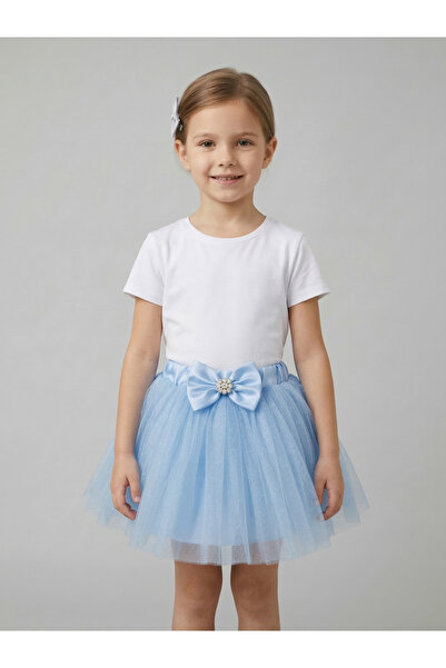 nacar çarşı Блакитна спідниця-пачка з бантом для дівчинки, спідниця-демонстра...