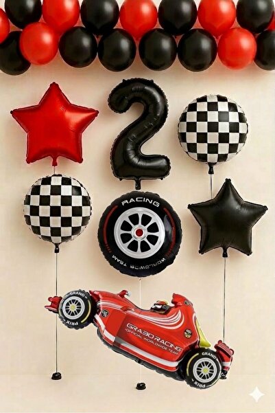ÇITIPITISTORE مجموعة بالونات لحفلات أعياد الميلاد بتصميم سيارات السباق