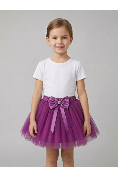 nacar çarşı Fusta tutu fucsia pentru fete detaliu cu fundă Fusta spectacol 23...