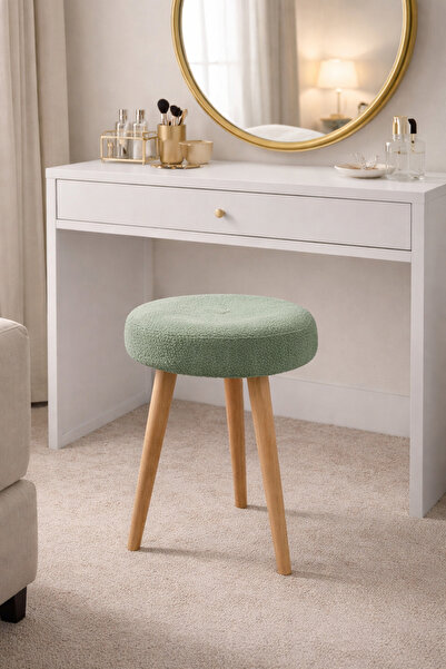 MervishDecor Ahşap Ayak Dekoratif Puf Tabure Bench Koltuk Sandalye