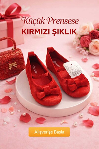 LC Waikiki KURDELA DETAYLI KIZ ÇOCUĞU KIRMIZI BABET AYAKKABI