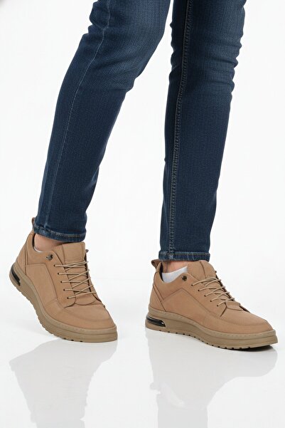 Aspor Sand Nubuck Genuine Leather Men's Casual Shoes