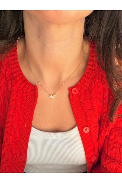 Tep's Jewellery Opal taşlı kadın minimal kelebek kolye
