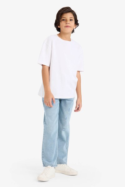 DeFacto Pantaloni din denim cu croială lejeră și extra confortabilă pentru băieți G6698A826SP