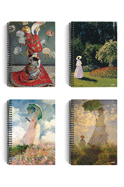 miosho Claude Monet 4'lü Defter Seti | Spiralli Defter 19 | A5 | Çizgisiz | H...