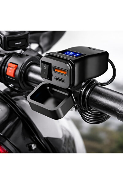 MultiZone Motosiklet Tekne USB Type-C Hızlı Şarj Soketi Portu Aparatı Scooter...