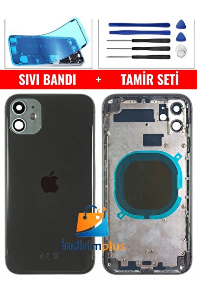 indirimplus iPhone 11 Kasa Boş Yan Düğmeleri Siyah Renk+ Montaj Seti+Sıvı Bandı