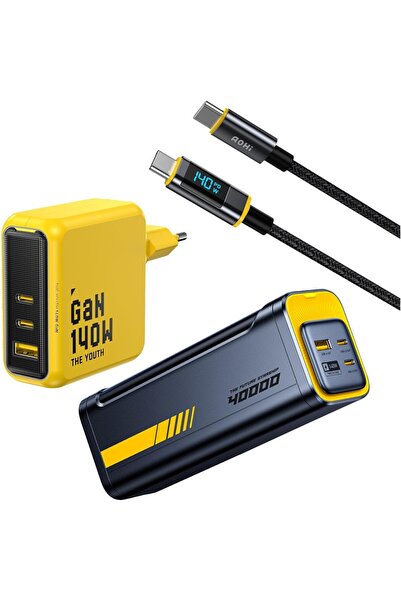 AyrStore Youth 140W 3 Portlu Şarj Adaptörü, 40.000 mAh 140W PD3.1 Powerbank, ...