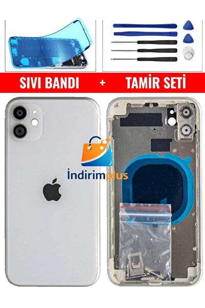 indirimplus iPhone 11 Kasa Boş Yan Düğmeler Beyaz Renk+ Montaj Seti+Sıvı Bandı