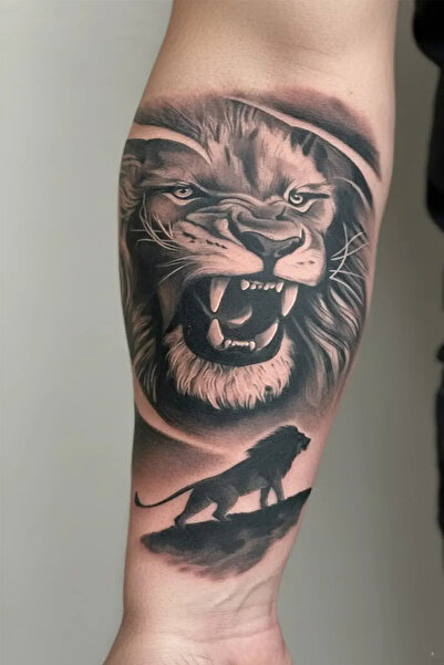Tattoo Gerçekçi Aslan model geçici kol bacak geçici sticker yapıştırma dövme