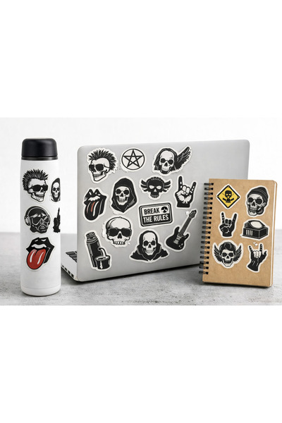Limitless Design Rock & Müzik Temalı Sticker Seti 22x30 cm – Laptop, Valiz, D...