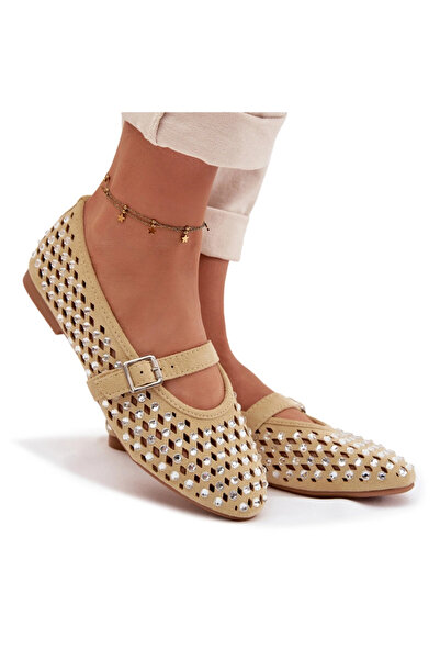 BOTO Women's Lace Ballerinas With Crystals And Straps Yellow Wilvessa 36