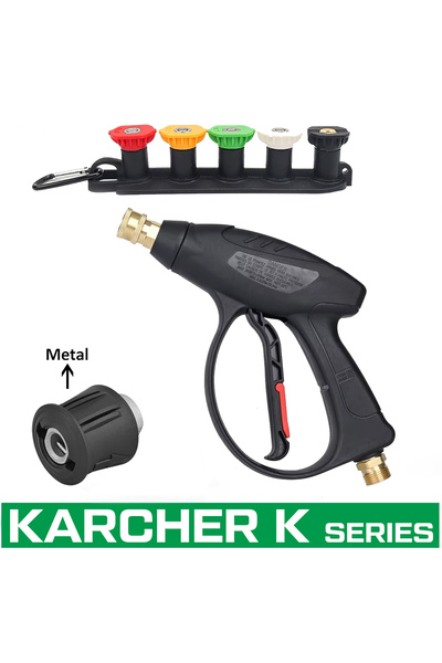 Jo Moyner Araç Yıkama Tabancası 5li Nozzle Set ve Kemer Klipsli Kısa Tetik Ta...