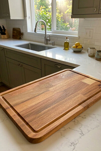 EkaWood Masif Gürgen Ahşap Sunum ve Kesme Tahtası -Kahvaltı / Steak / Et Sunum