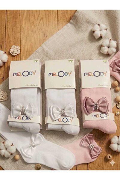 MELODY جوارب طويلة للفتيات بتفاصيل فيونكة