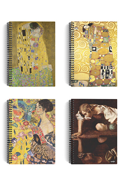 miosho Klimt ve Caravaggio 4'lü Defter Seti | Spiralli Defter 19 | A5 | Çizgi...