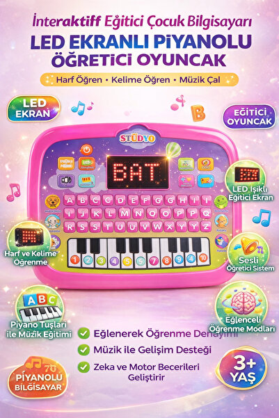 YILDIRIM OYUNCAK LED Ekranlı Piyanolu Eğitici Çocuk Bilgisayarı | İnteraktif ...