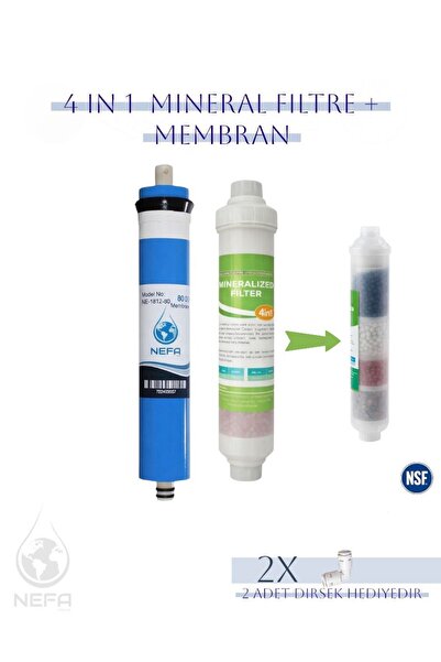 Nefa Tüm Su Arıtma Cihazlarına Uyumlu 4 İn 1 Mineral Filtre Ve 80 Gpd Membran