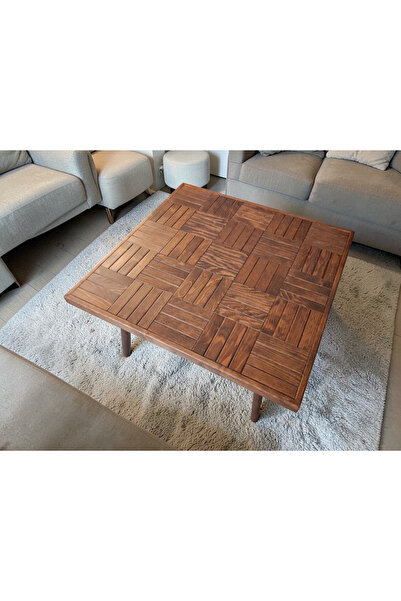 MİRRORSS Orta Sehpa Ceviz Renk Retro Tasarım Kare 75 X 75 cm ofis salon sehpası