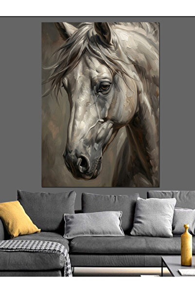 Artmeg Portret în plan apropiat al calului alb - Pânză decorativă - Masă din ...